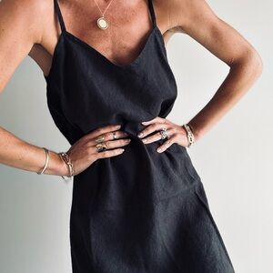Garnet Hill NWT Black Linen Strapless Dress
